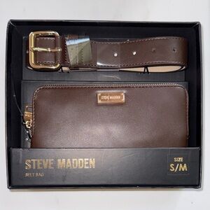 Steve Madden Dark Brown Belt Bag with Gold Accents